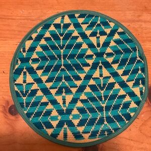 Turquoise Woven Pot Holder - Heat-Resistant Kitchen Trivet